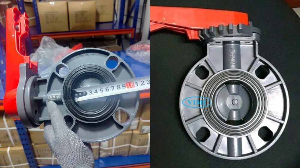 Van bướm nhựa PVC DN65 van bướm nhựa pvc dn65 lắp ống nào