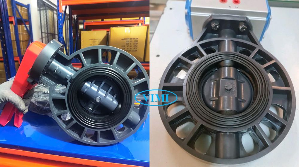 Van bướm nhựa PVC DN100 vận hành van bướm nhựa pvc dn100