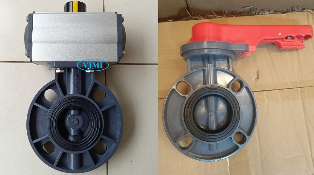 Van bướm nhựa PVC DN50 vận hành van bướm nhựa pvc dn50