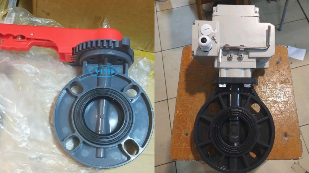 Van bướm nhựa PVC DN65 vận hành van bướm nhựa pvc dn65