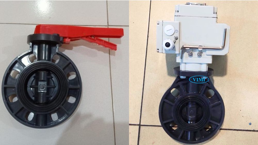 Van bướm nhựa PVC DN80 vận hành van bướm nhựa pvc dn80