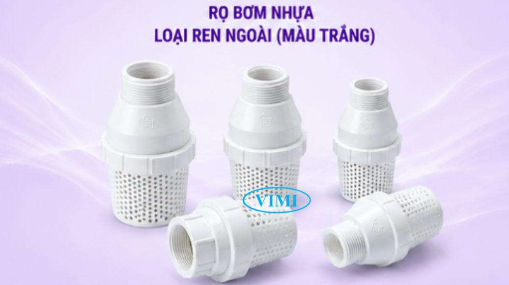 rọ bơm nhựa hershey màu trắng ren ngoài