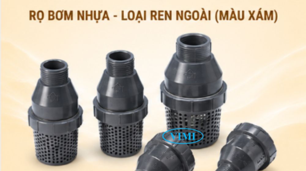 rọ bơm nhựa hershey màu xám ren ngoài