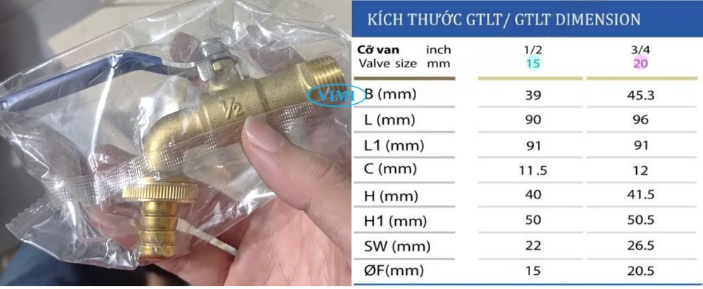 kích cỡ của vòi tưới vườn đồng shinyi
