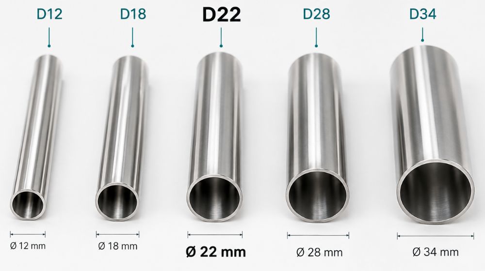Ống vi sinh 22 kích cỡ liền kề của ống vi sinh 22