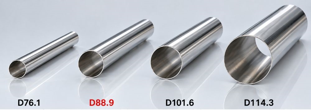kích cỡ liền kề ống vi sinh 88.9